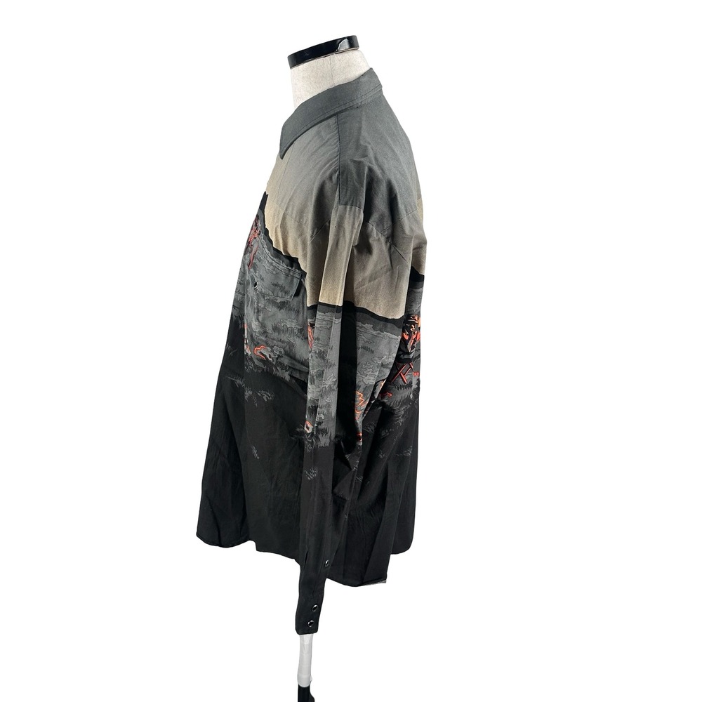 Vintage Roper Western Snap Shirt Mens XL Gray Black Cowboy Campfire Scenic USA - Picture 5 of 11
